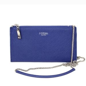 • Sorial New York Small Shoulder Bag Crossbody, Royal Blue, Silver Chain, New